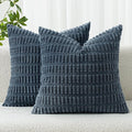 MIULEE Pack of 2 Corduroy Decorative Throw Pillow Covers 16x16 Inch Soft Boho Striped Pillow Covers Modern Farmhouse Home Decor for Summer Coastal Sofa Living Room Couch Bed Blue