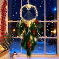 Christmas Star Dream Catcher with Lights Handmade Christmas Dreamcatcher Hanging Decoration Home Wall Craft Ornament