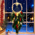 Christmas Star Dream Catcher with Lights Handmade Christmas Dreamcatcher Hanging Decoration Home Wall Craft Ornament