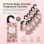 ROSE COTTAGE Large 12 Packs Baby Powder Hanging Closet Air Freshener Scented Sachets Long Lasting Smell Goods