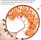 Pretty Jolly Brown Tree of Life Dream Catcher Wall Decor with Healing Crystal Stone Handmade Feather Dream Catchers Decoration Wall Hanging Bedroom Living Room Wedding Party Home Decor-25.6"
