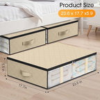 StorageRight Under Bed Storage Bags 8 Pack, 40L Large Clothes & Comforter Storage Containers with Clear Window, Breathable Fabric Organizer for Blankets, Bedding, Seasonal Clothing, Beige