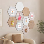 15'' Hexagon Cork Board Tiles Alternative 10 Pack, Adhesive Large Corkboard for Office Decorative, Hexagonal Felt Bulletin Board Tiles for Wall Vision Board, Sound Absorption Pin Board