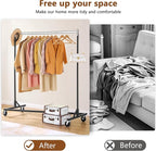 Hoctieon Z Rack, Rolling Clothes Racks with Z-Base, Heavy Duty Garment Rack, Clothing Racks for Hanging Clothes, Sturdy Metal Hanging Holder, Clothes Organizer Rack, Chrome