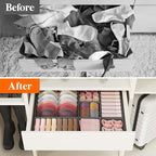 Lifewit Drawer Organizer Clothes for Closet 32 Pack, 3 Sizes Underwear Wardrobe Drawer Dividers, Fabric Foldable Dresser Storage Organizer Bins for Sock/Bra/Lingerie/Undies, Gray