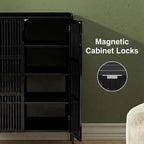 Shoe Cabinet with Doors Bamboo 5 Tiers Shoe Storage Cabinet for Entryway, 25 Pairs Wooden Shoe Cabinets, Modern Shoe Organizer Storage for Living Room, Bedroom, Hallway, Closet Black
