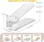 Clear Shoe Slots Organizer for Closet, 24-Pack Adjustable Shoe Stacker & Space-Saving Shoe Storage for a Variety of Spaces, Double Deck Organizer (Transparent)