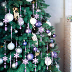 Giegxin 32 Pcs Crystal Christmas Ornaments Crystal Hanging Snowflakes Acrylic Xmas Tree Icicle Drop Decorations with Hooks for Christmas Snow Party Winter(Purple)