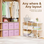 6 Cube Storage Organizer with Shelf Back to School Boxes 11 Inch Toy Storage Bins Closet Organizers Drawers Fabric Dresser for Playroom Books Bedroom Dorm Kitchen (Macaroon Pink)