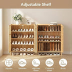 Shoe Cabinet with Doors Bamboo 5 Tiers Shoe Storage Cabinet for Entryway, 25 Pairs Wooden Shoe Cabinets, Modern Shoe Organizer Storage for Living Room, Bedroom, Hallway, Closet Nature