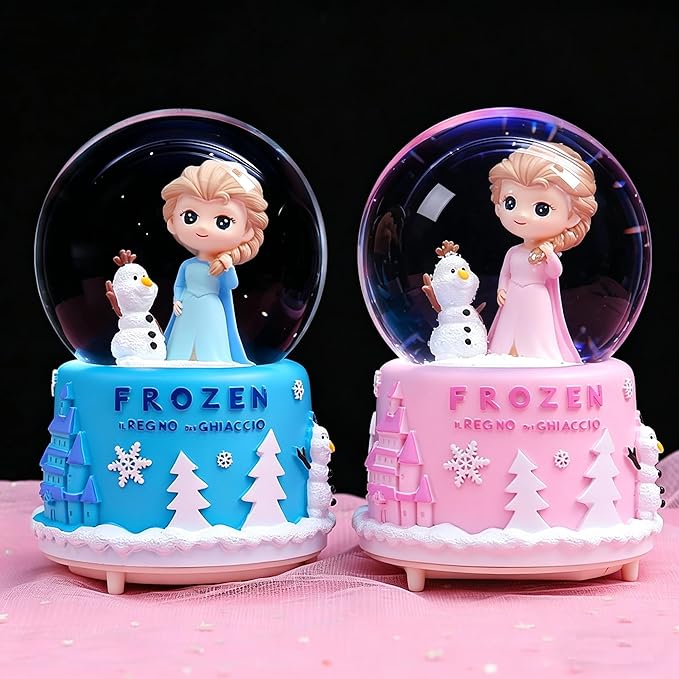 Snow Globe, Princess Snow Globes for Girls, 3.14 Inch Music Snowglobe with Automatic Snowflakes, Christmas Birthday Princess Gifts for 6 7 8 9 10 11 12+ Year Old Girls Kids (Pink)