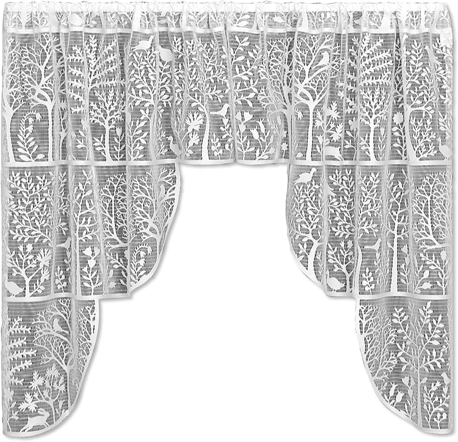 Heritage Lace Rabbit Hollow Pair Swag, 72" by 39", White