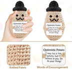 DAFURIET Funny Potato Crochet Gift, 3.7in Handmade Kintted Wool Doll with Emotional Support Card, Cute Cheer Up Gifts for Friends Dad Birthday Party Desktop Decors(Handsome Potato)