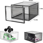 Attelite Upgrade 12pack Shoe Box Storage Containers,Thicken Sturdy Clear Stackable Plastic Shoe Organizer Box with Magnetic Door, Drop Front Shoe Box Sneakers X-Large