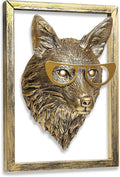 Newinhome Animal Heads Wall Decor (Includes Metal Frame) Resin Animals Sculptures Head Wall Hanging Decoration Gold vintage Wall Sculpture for Living Room Bedroom Office(Fox)