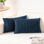 Aegero Pack of 2 Corduroy Decorative Throw Pillow Covers 12x20 InchSoft Boho Striped Pillow Covers Modern Farmhouse Home Decor for Sofa Living Room Couch Bed（Teal）