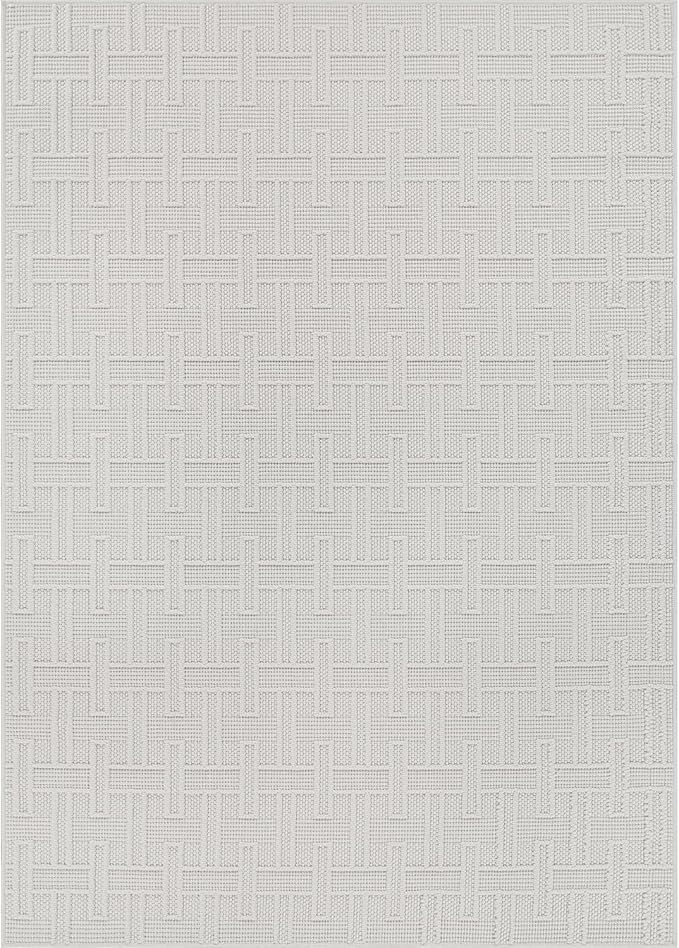 Micro Loop Indoor Rug White 5x7 Boho Geometric Neutral Area Rugs for Living Room Soft Luxury Modern Low and High Pile Durable Stain Resistant Non-Shedding Indoor Area Carpet 5 x 7