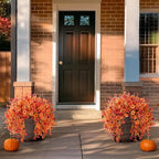 Artificial Fall Flowers for Outdoors, 2PCS Silk Fake Flowers Realistic Daisy Mums UV Resistant Porch Patio Window Yard Decor (Fall Orange)
