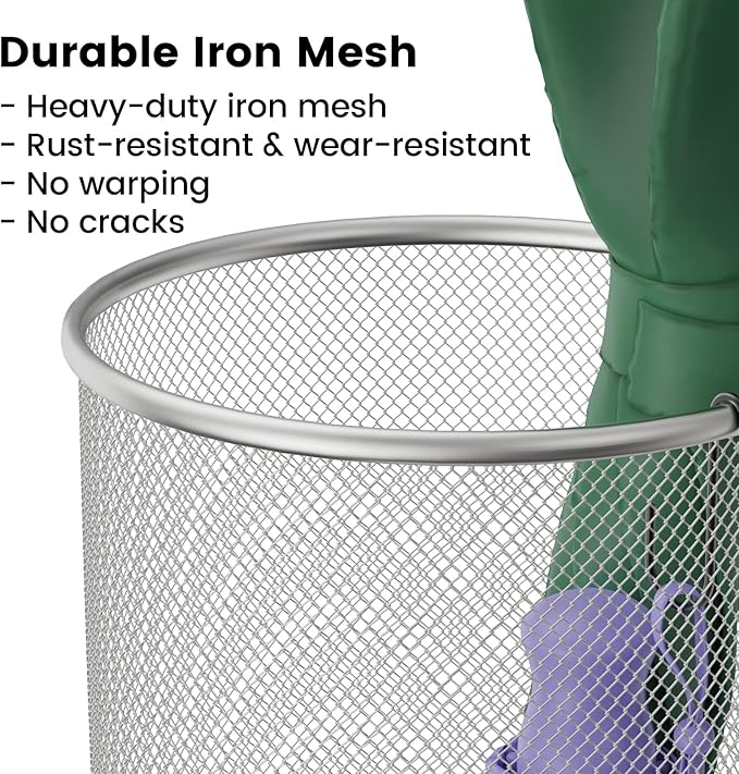 19.5" H Mesh Umbrella Stand - Ventilated Mesh Umbrella Holder for Entryway - Extra Capacity Storage for Umbrellas Canes & More - Freestanding Indoor Organizer 10.4" L x 10.4" W x 19.5" H - 3P Silver