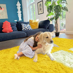OLANLY 2x3 Machine Washable Small Bedside Rug, Soft Fluffy Shaggy Entryway Throw Rugs for Bedroom, Living Room, Indoor Floor Carpet for Kids Girls and Boys, Nursery Rooms, Home Decor Aesthetic, Yellow