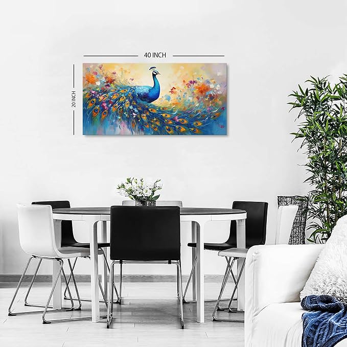 Abstract Peacock Wall Art Colorful Peacock Pictures Wall Decor Abstract Bird Canvas Poster Watercolor Animal Prints Painting Vintage Framed Artwork for Living Room Bedroom Home Decorations 20x40