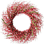 26 Inch Spring Wreaths for Front Door, Large Artificial Forsythia Flowers Wreath, Spring Summer Floral Wreath All Season for Home, Wall, Window, Porch, Wedding, Farmhouse Decor (Pink)