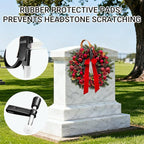 Graves Wreath Hanger,2 Packs Galvanise Headstone Wreath Stand, - Sturdy Steel with Locking Buckle,Easily Holds 20 lbs,Fit 1 to 5 Wide Inches Gravestones,Cemetery Decoratio,Black,Never Blown Away