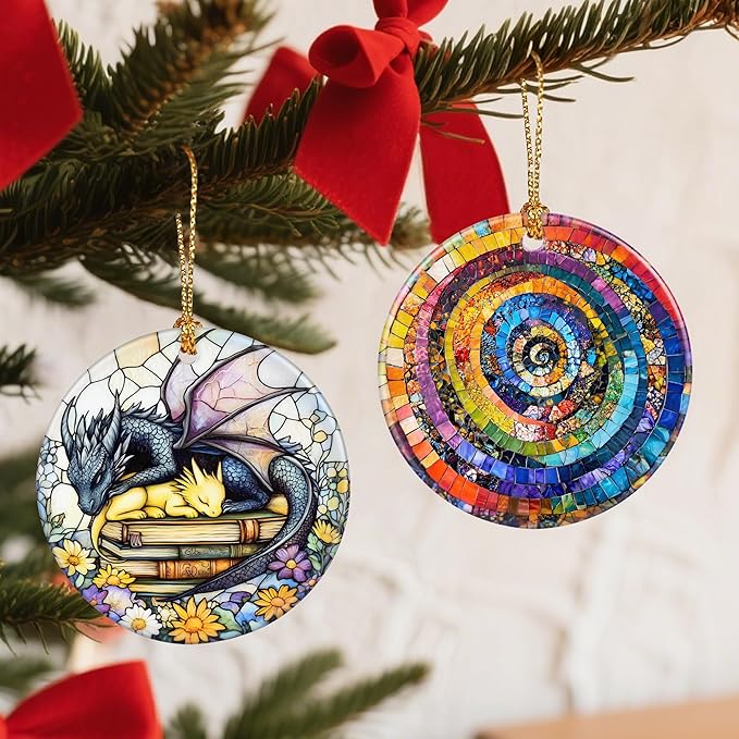 Christmas Ornament, Xmas Decorations for Tree, Christmas Tree Ornaments, Hanging Ornaments for Home Decor, Holiday Ornament, Gifts for Art Lovers, Holiday Party Gifts, Xmas Gift Ideas - Rainbow Spiral
