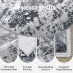 Washable Area Rug 3x8 Entryway Rug: Washable Modern Abstract Soft Thin Rug Indoor Floor No Slip Stain Resistant Carpet for Bedroom Dining Room Farmhouse Nursery Home Office - Dark Black