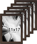 KTKDE 11x17 Picture Frame Set of 5, Wooden frames Walnut, Vertical & Horizontal Wall Hanging for Wall Display,Studio Gallery Photo Frame for Photos, Posters & Art Prints