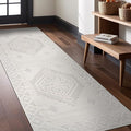 Modern Micro Loop Indoor Runner Rugs for Living Room Bedroom Kitchen Geometric Trellis White 2x7 Luxury Durable Low and High Pile Non-Shedding Stain Resistant Soft Area Carpet 2 x 7