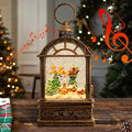 Snow Globe Christmas Lantern Decorations - 9.8”USB Plug-in & Battery Operated Music can be Turned Off，Portable Creative Water Glitters Lighted Music Christmas Snow Globe Lantern for Christmas Decor