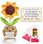 Gossby Appreciation Gift Women - Sunflower Flower Crochet - Thank You, Inspirational, Encouragement Gift Coworker, Boss, Employee, Teacher, Friend - Positive Emotional Support Plush - You're Amazing