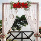 TREETDOBV Rose Swag Flowers,Wedding Arch Flowers Artificial Rustic Flower Swag, Peony Door Wreath, Green Leaves Rose Peony Sunflowers Door Wreath Home Decoration(red)