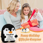 Belatelove Daughter Gifts from Mom Dad, Handmade Crochet Penguin Birthday Mother's Day for Daughter, Funny I Love You Gift for Year Old Girl Kid Daughter Adult Teen Small Easter Decor