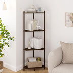 Wisuce Corner Shelf Stand - 4 Tier Walnut Bamboo Small Corner Bookshelf for Office Kitchen Bedroom Plant Stand Living Room Decor Small Space