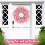 26 Inch Spring Wreaths for Front Door Large Easter Valentines Forsythia Floral Summer Spring Door Wreaths Outdoor All Season Spring Decorations for Home Porch Room Window Wall Farmhouse Decor (Pink-R)