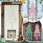HunnmingRe 3 Pcs Large Macrame Christmas Tree Macrame Christmas Wall Decoration Hanging Ornaments Boho Wall Decor for Party Supplies (Pastel)