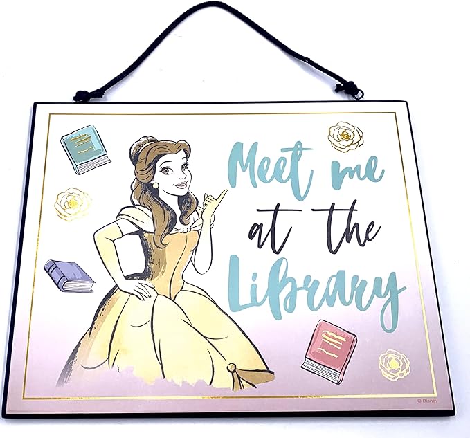 Silver Buffalo Disney Princess Beauty and the Beast Belle Reversible Wood Wall Hanging Sign Art - 10x8 inches
