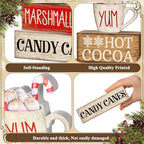 Moucuny 4 Pcs Wooden Christmas Tabletop Decor Hot Cocoa Tiered Tray Decor Rustic Wood Hot Cocoa Block Sign Gift Merry Christmas Centerpiece Farmhouse Winter Table Decoration