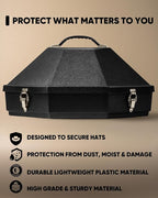 Cowboy Hat Box for Travel – Cowboy Hat Travel Case Hard Shell w/Mirror, Latches & Bag – Western Hat Can for Cowboy - Hat Boxes for Men & Hat Boxes for Women Storage - Midnight Black