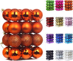 Emopeak 24Pcs Christmas Balls Ornaments for Xmas Christmas Tree - 4 Style Shatterproof Christmas Tree Decorations Hanging Ball for Holiday Wedding Party Decoration (Orange, 1.6"/4.2CM)