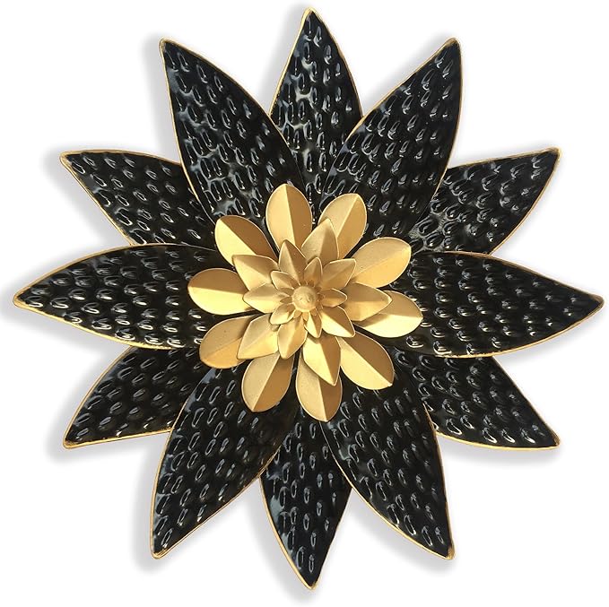 Metal Flower Wall Art Decor,10" Rustic Modern Antique Floral Sculpture, Distressed Iron Wall Hanging Home Decoration Accent Artworks for Indoor Kitchen Bedroom Living Office Outdoor Garden Patio