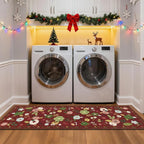 U'Artlines 2'x6' Red Christmas Runner Rug for Hallways Kitchen,Colorful Floral Soft Non Slip Washable Floor Carpet Runners for Entryway Laundry Room Bathroom (Red)