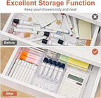 SMARTAKE 6 PCS Clear Plastic Drawer Organizers Set, Large Size Non-Slip Desk Drawer Organizer, Versatile Bathroom and Vanity Drawer Organizer Trays for Makeup, Bedroom, Office, Kitchen Utensils