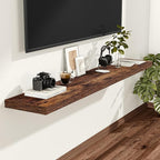 Vivelove 12 Inch Deep Floating Shelves for Wall, 48x12 Shelves with Invisible Brackets, for Living Room Bedroom, Farmhouse Rustic Shelves Home Decor, Set of 2, Rustic Brown