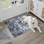 Washable Area Rug 2x3 Entryway Rug: Washable Modern Abstract Soft Thin Rug Indoor Floor No Slip Stain Resistant Carpet for Bedroom Dining Room Farmhouse Nursery Home Office - Black