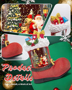 Large Christmas Snow Globes Light up Snowglobes Christmas Lantern with 8 Songs, 9.65" Red Boot Christmas Snow Globe for Kids Adults, 6H Timer & Dual Power, Lighted Christmas Decorations Indoor Gifts