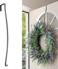 Haute Decor HighProfile Curved Wreath Hanger (Brushed Nickel) - Strong Metal Over The Door Wreath Holder Hook for Doors with Raised Features and Trim