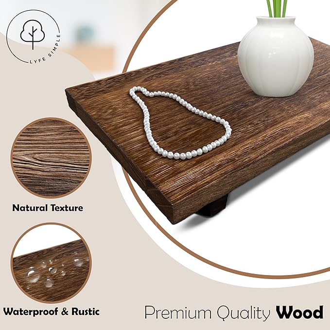 Rustic Pedestal Stand - Handmade Small Wood Tray - Soap Tray for Kitchen Sink, Bathroom (Brown, 12 x 7 x 1.5 Inch)